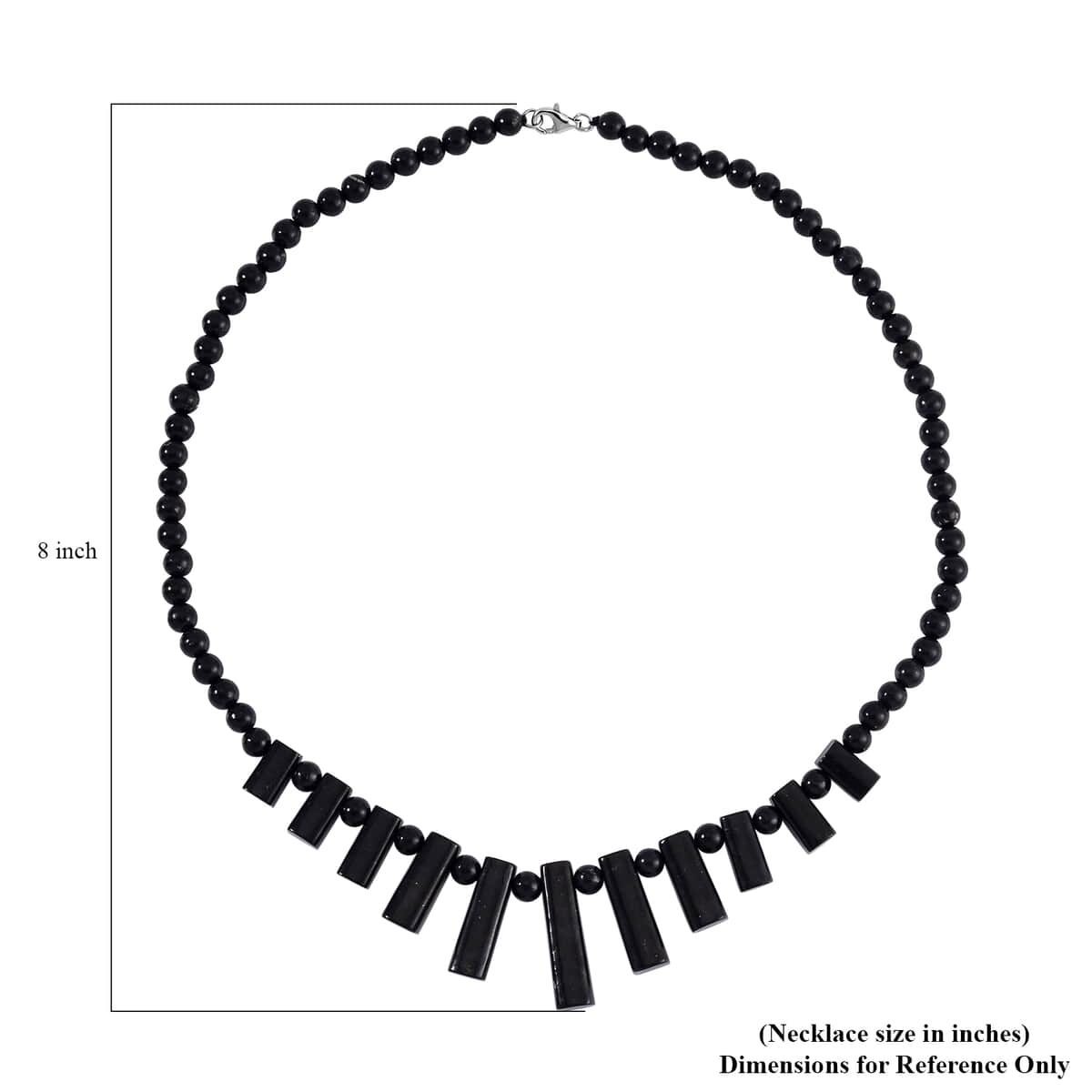 Shungite Bib Necklace 19 Inches in Rhodium Over Sterling Silver 220.40 ctw image number 4