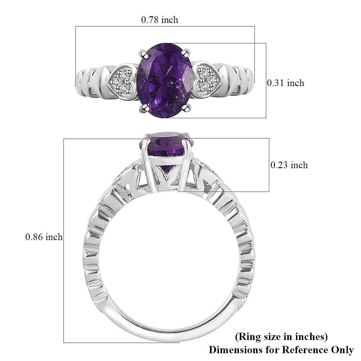 Premium Moroccan Amethyst, Diamond Ring in Platinum Over Sterling Silver (Size 10.0) 1.20 ctw image number 5