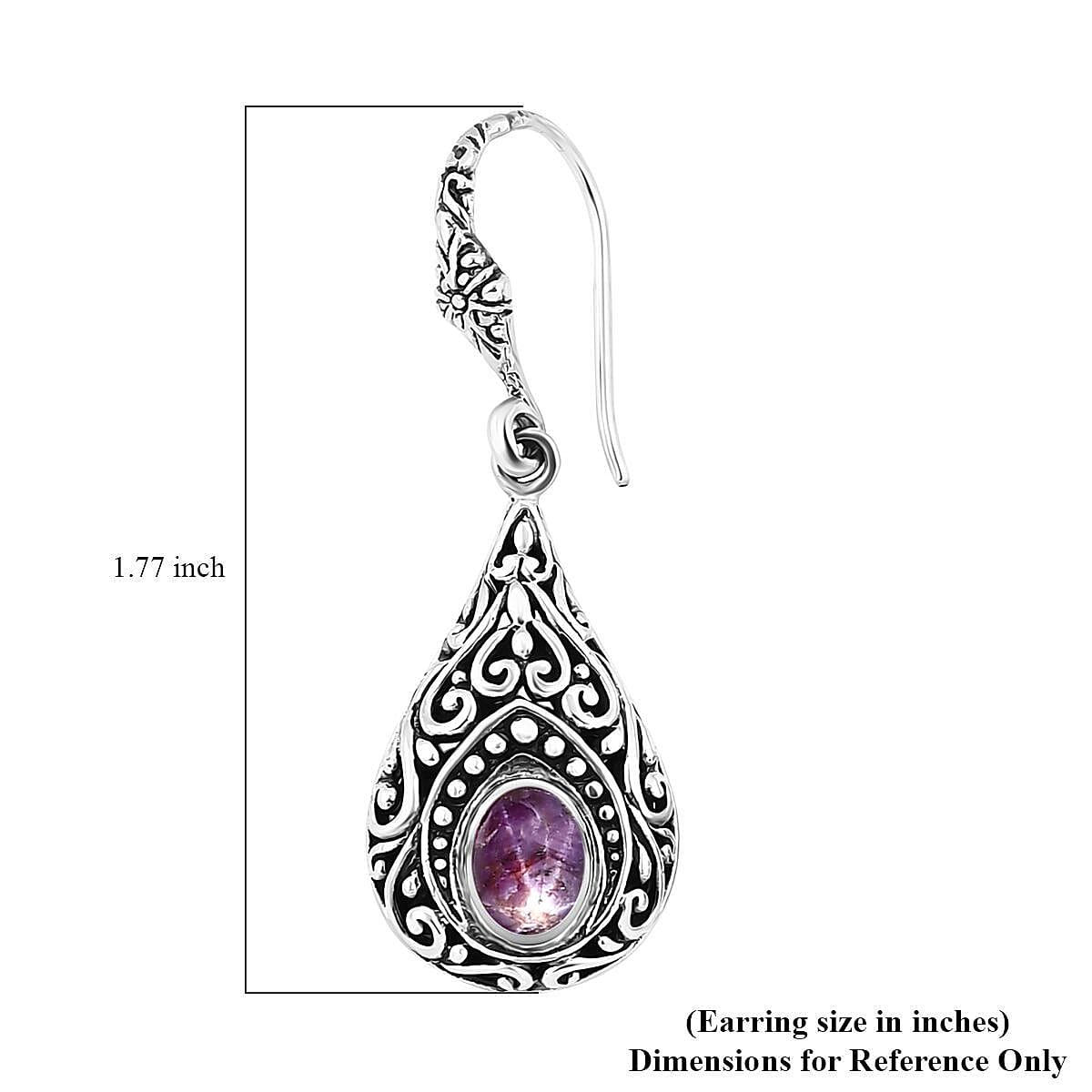 Bali Legacy Indian Star Ruby 3.65 ctw Filigree Dangle Earrings in Sterling Silver