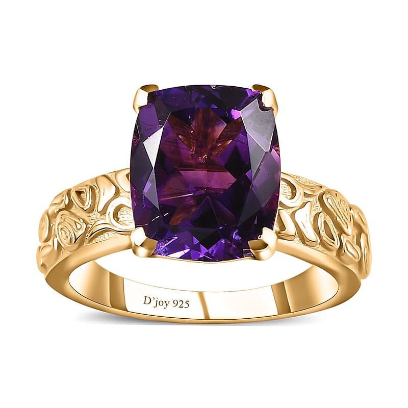 Moroccan Amethyst Solitaire Ring in Vermeil Yellow Gold Over Sterling Silver (Size 10.0) 4.10 ctw