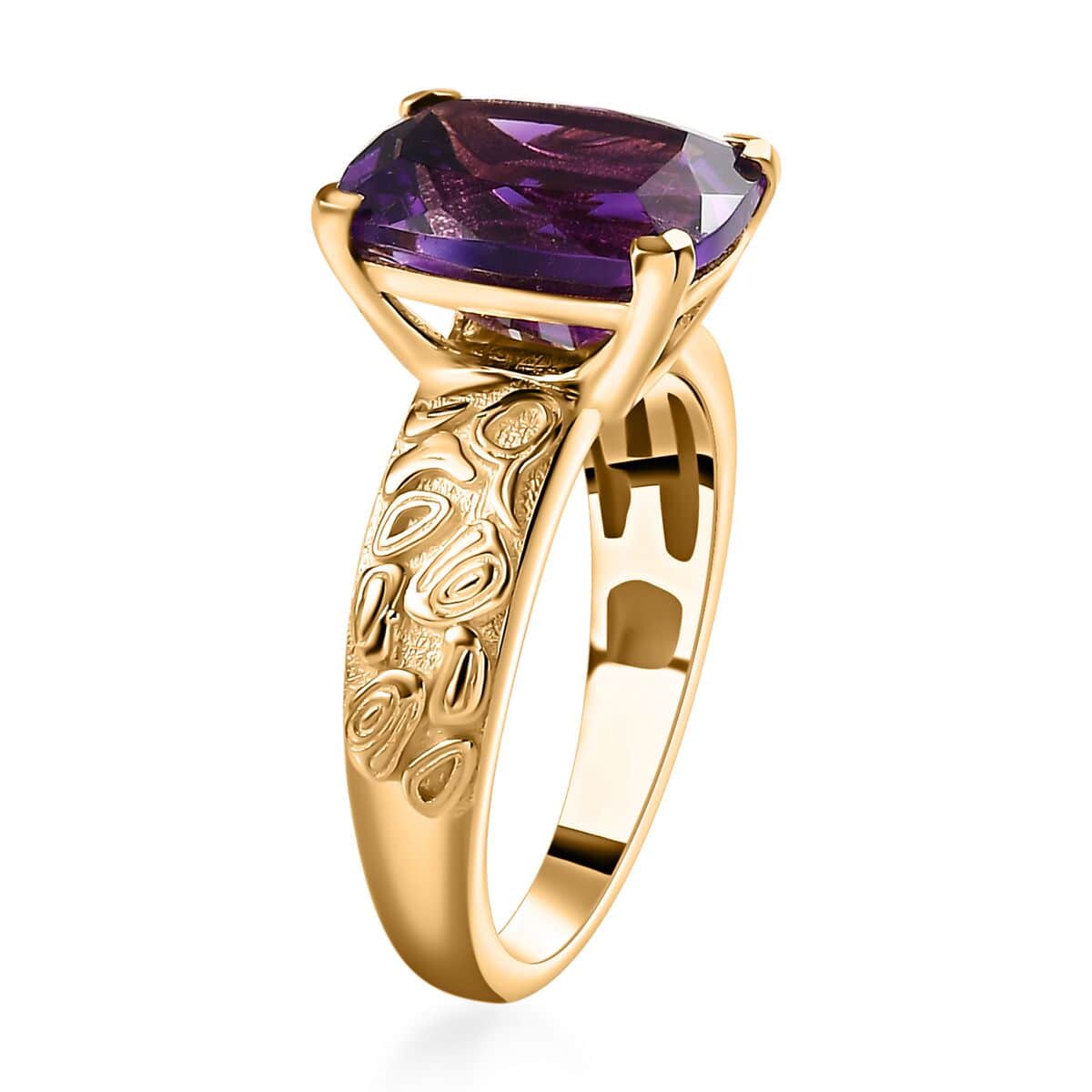 Moroccan Amethyst Solitaire Ring in Vermeil Yellow Gold Over Sterling Silver (Size 10.0) 4.10 ctw image number 3