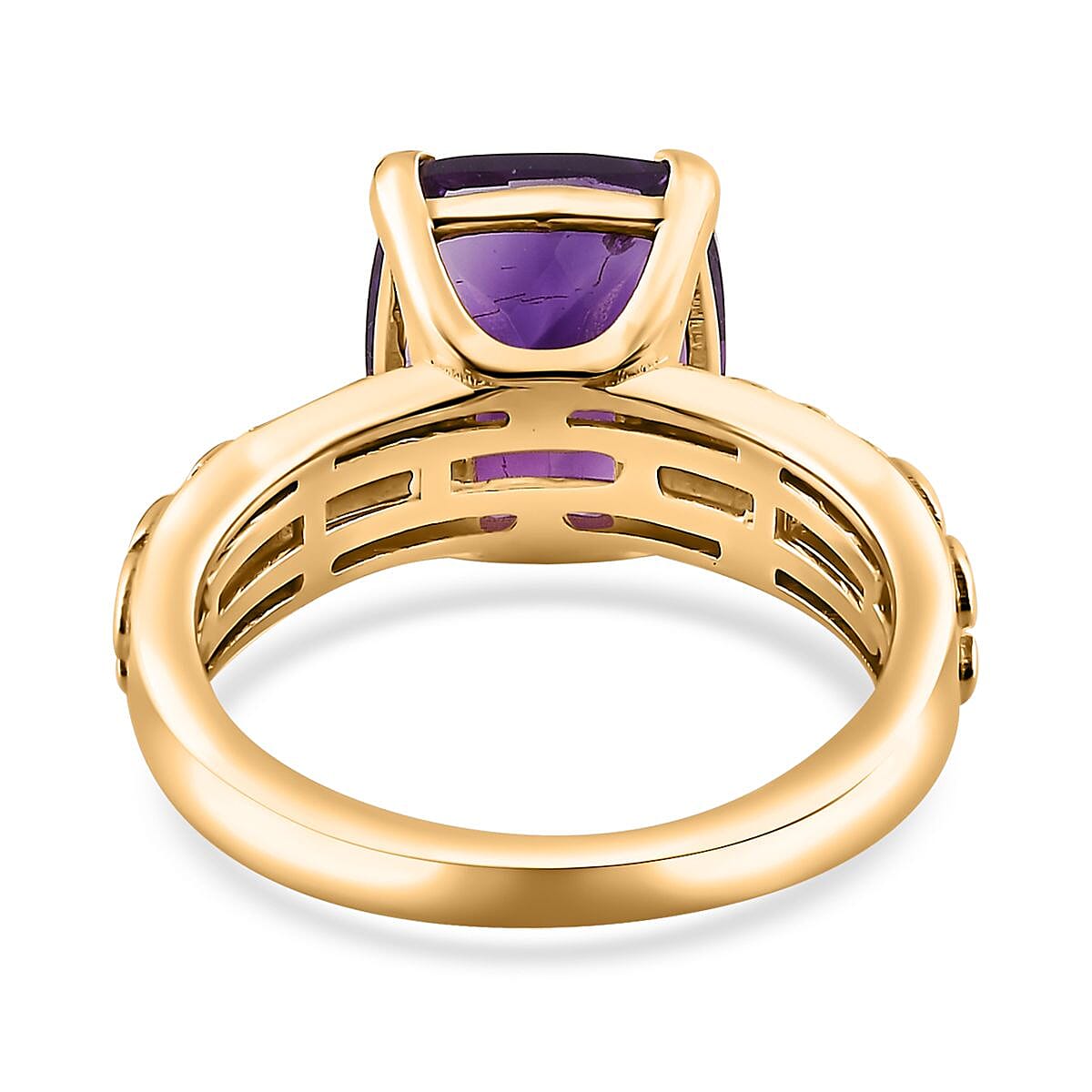 Moroccan Amethyst Solitaire Ring in Vermeil Yellow Gold Over Sterling Silver (Size 10.0) 4.10 ctw