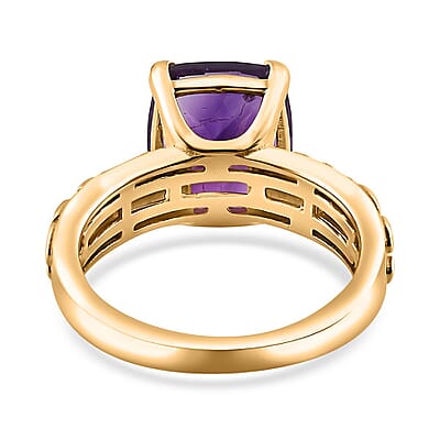 Moroccan Amethyst Solitaire Ring in Vermeil Yellow Gold Over Sterling Silver (Size 10.0) 4.10 ctw