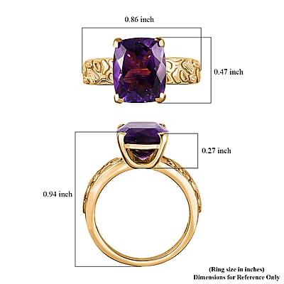 Moroccan Amethyst Solitaire Ring in Vermeil Yellow Gold Over Sterling Silver (Size 10.0) 4.10 ctw