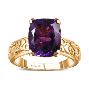 Moroccan Amethyst Solitaire Ring in Vermeil Yellow Gold Over Sterling Silver (Size 6.0) 4.10 ctw