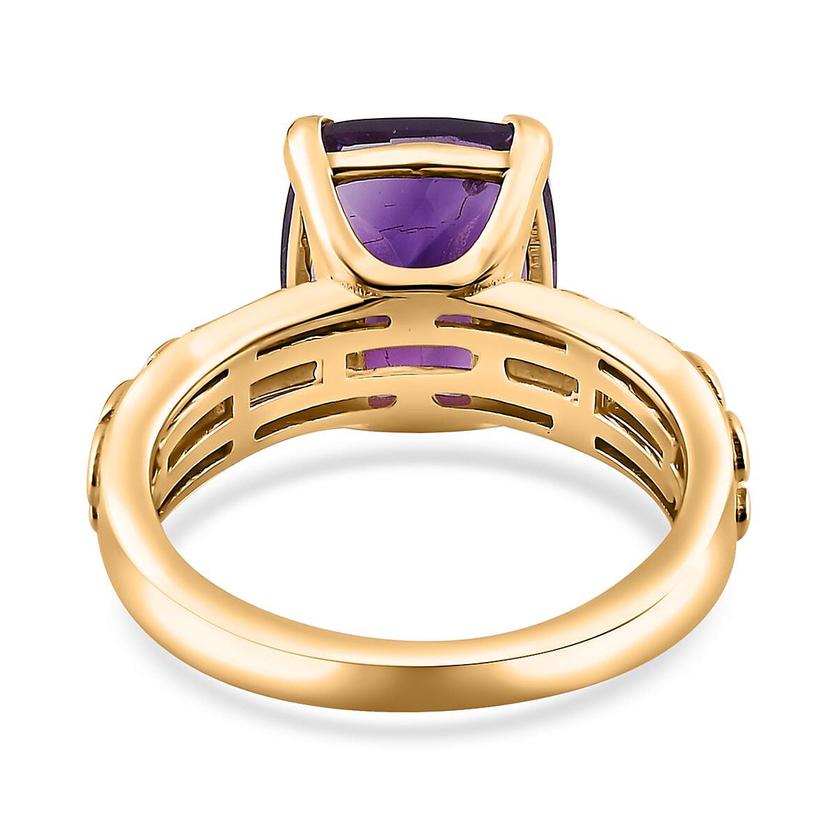 Moroccan Amethyst 4.10 ctw Solitaire Ring in Vermeil Yellow Gold Over Sterling Silver (Size 7.0)