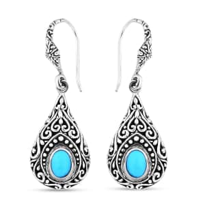 Bali Legacy Sleeping Beauty Turquoise Dangle Earrings in Sterling Silver 1.65 ctw