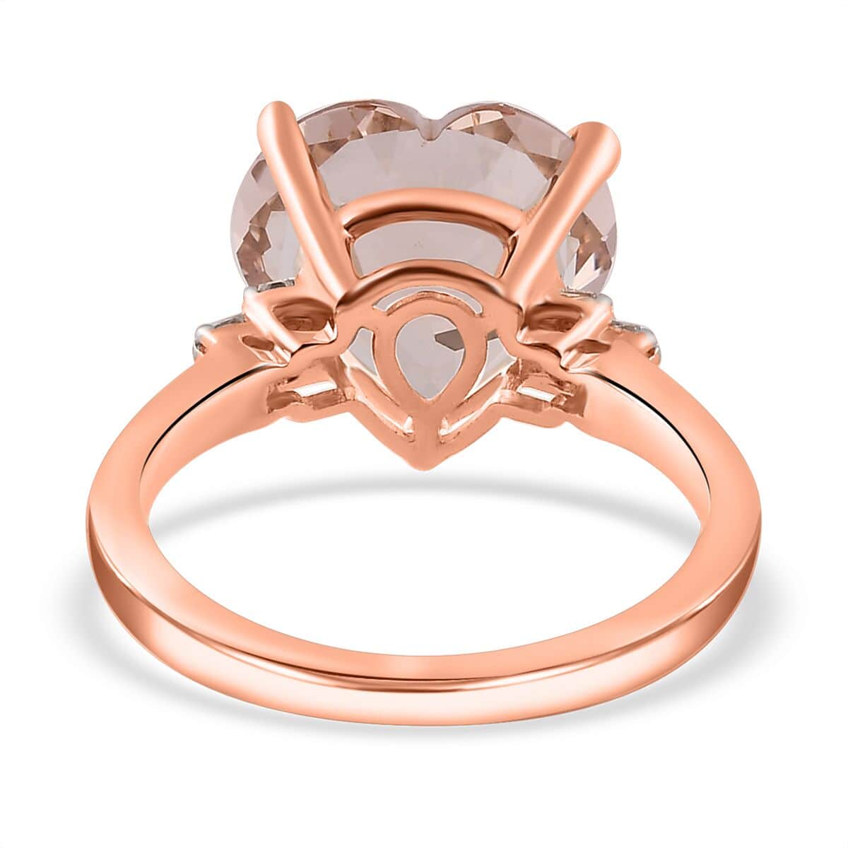 Luxoro 14K Rose Gold AAA Marropino Morganite and G-H I1 Diamond Heart Ring (Size 10.0) 4.65 ctw image number 4