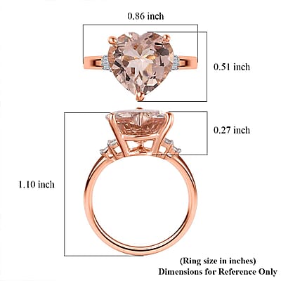 Luxoro 14K Rose Gold AAA Marropino Morganite and G-H I1 Diamond Heart Ring (Size 10.0) 4.65 ctw