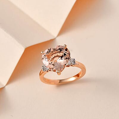 Luxoro 14K Rose Gold AAA Marropino Morganite, Diamond (G-H, I1) Ring (Size 10.5) 5.20 ctw