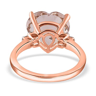 Luxoro 14K Rose Gold AAA Marropino Morganite, Diamond (G-H, I1) Ring (Size 10.5) 5.20 ctw
