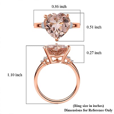 Luxoro 14K Rose Gold AAA Marropino Morganite, Diamond (G-H, I1) Ring (Size 10.5) 5.20 ctw