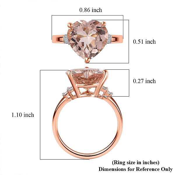 Luxoro 14K Rose Gold AAA Marropino Morganite, Diamond (G-H, I1) Ring (Size 10.5) 5.20 ctw