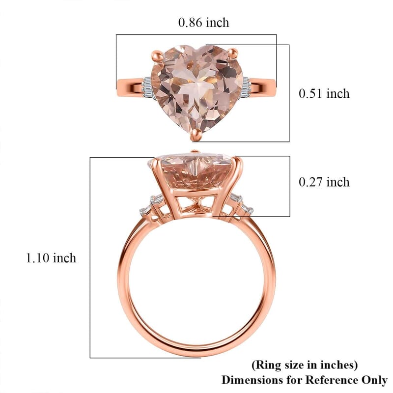 Luxoro 14K Rose Gold AAA Marropino Morganite, Diamond (G-H, I1) Ring (Size 10.5) 5.20 ctw