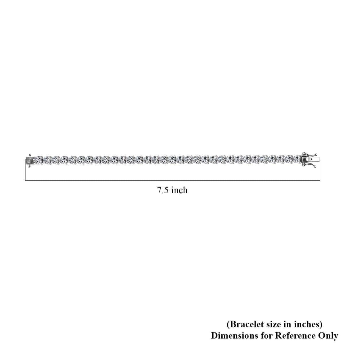 Moissanite 16.00 ctw Heart Tennis Bracelet in Platinum Over Sterling Silve (7.25 In) image number 4