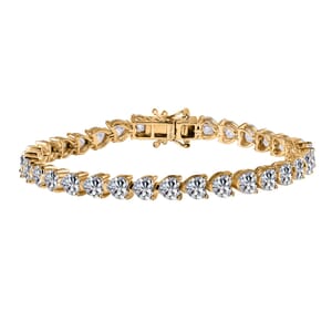Moissanite 16.00 ctw Heart Tennis Bracelet in Vermeil Yellow Gold Over Sterling Silve (7.25 In)
