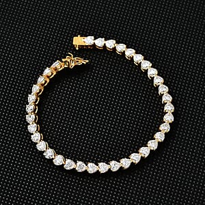 Moissanite 16.00 ctw Heart Tennis Bracelet in Vermeil Yellow Gold Over Sterling Silve (7.25 In)