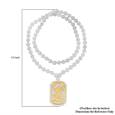 24K Yellow Gold Natural Jade phoenix Dragon Pendant With Beaded Necklace 28 Inches 520.00 ctw