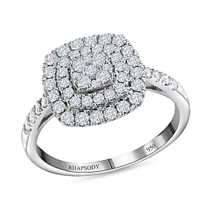 IGI Certified Rhapsody 950 Platinum Diamond E-F VS Cluster Ring (Size 8.5) 8.10 Grams 1.00 ctw