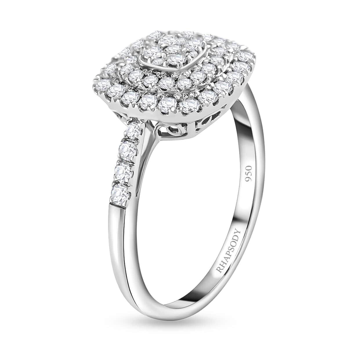 IGI Certified Rhapsody 950 Platinum Diamond E-F VS Cluster Ring (Size 9.5) 8.10 Grams 1.00 ctw image number 2