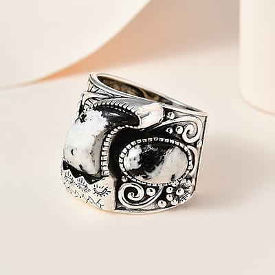 Artisan Crafted White Buffalo 10.65 ctw Bear Claw Men's Ring in Sterling Silver (Size 10.0)