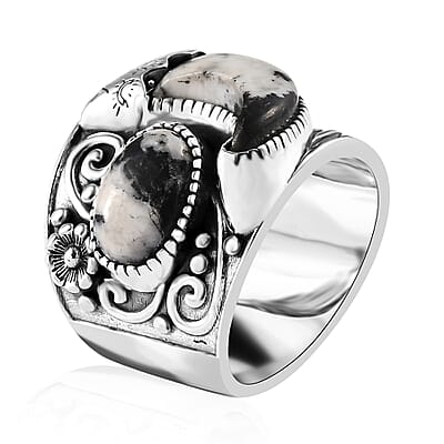 Artisan Crafted White Buffalo 10.65 ctw Bear Claw Men's Ring in Sterling Silver (Size 10.0)