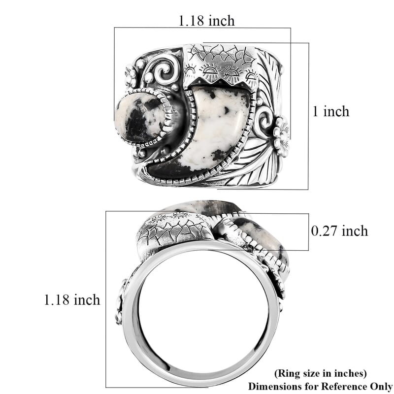 Artisan Crafted White Buffalo 10.65 ctw Bear Claw Men's Ring in Sterling Silver (Size 10.0)