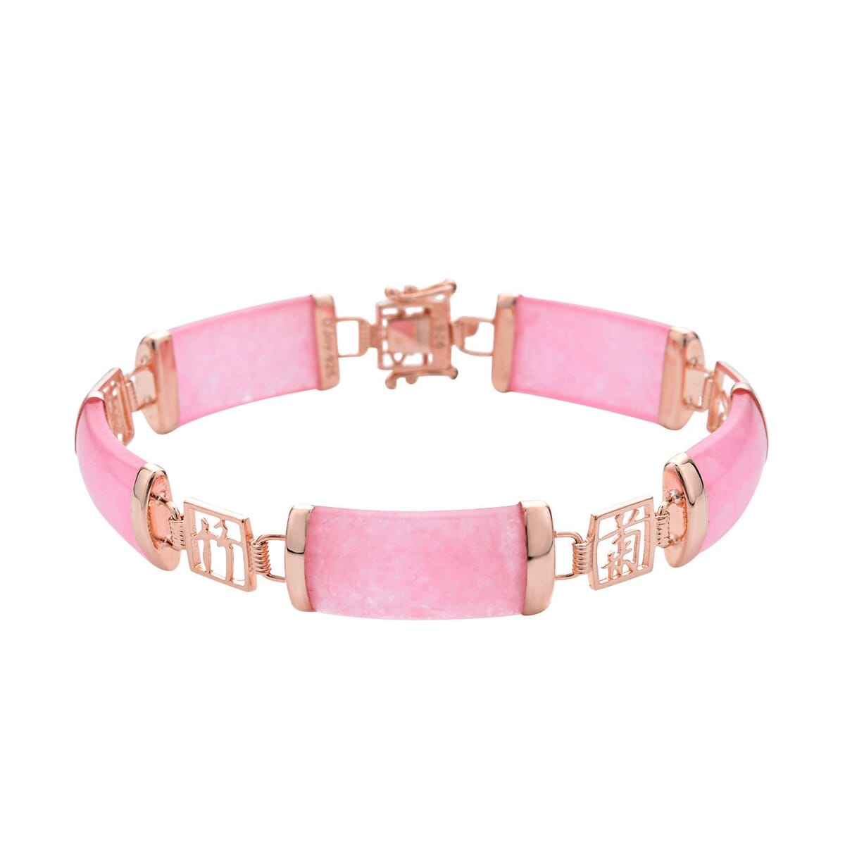 Pink Jade (D) Station Bracelet in 14K Rose Gold Over Sterling Silver (7.25 In) 42.00 ctw image number 0
