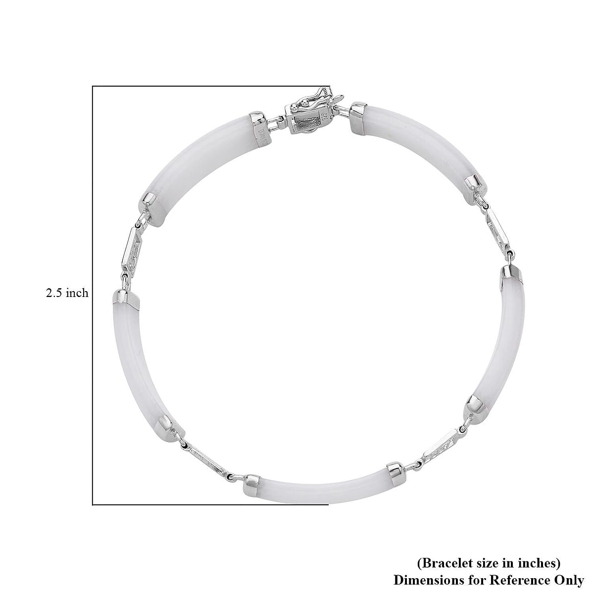 Natural Jade Chinese Characters Bracelet in Platinum Over Sterling Silver (6.50 In) 60.00 ctw image number 3