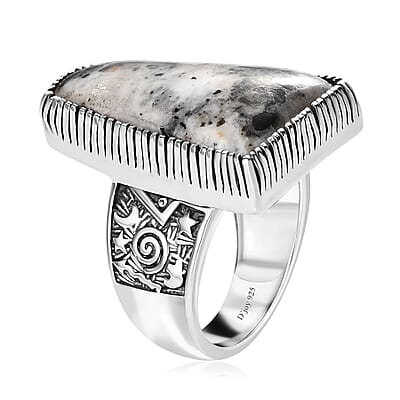 Artisan Crafted White Buffalo Ring in Sterling Silver (Size 10.0) 21.15 ctw