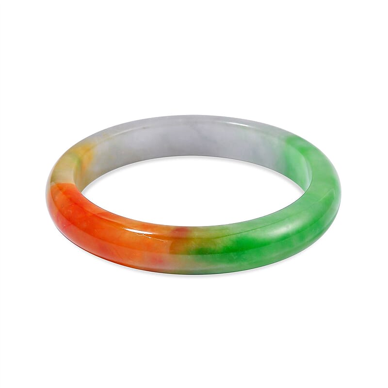 Multi Color Jade (D) 250.00 ctw Bangle Bracelet (6.50 In)