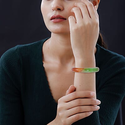 Multi Color Jade (D) 250.00 ctw Bangle Bracelet (6.50 In)