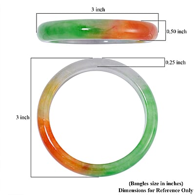 Multi Color Jade (D) 250.00 ctw Circle Bangle Bracelet (8.0 In)