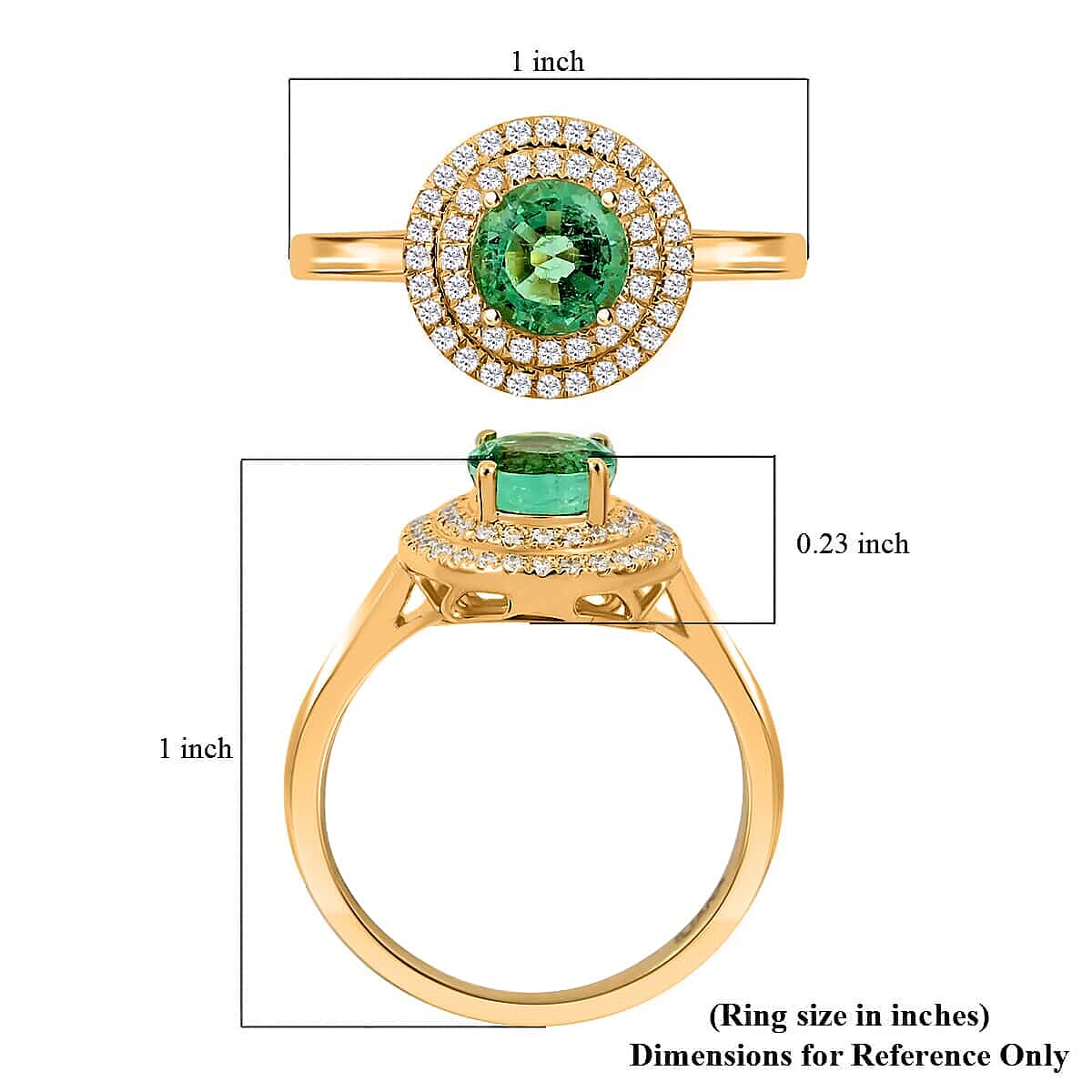 Iliana 18K Yellow Gold AAA Kagem Zambian Emerald and Diamond G-H SI Double Halo Ring (Size 11.0) 4.50 Grams 1.25 ctw image number 4