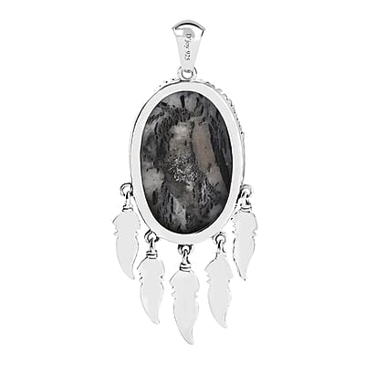Artisan Crafted White Buffalo Feather Pendant in Sterling Silver 35.50 ctw