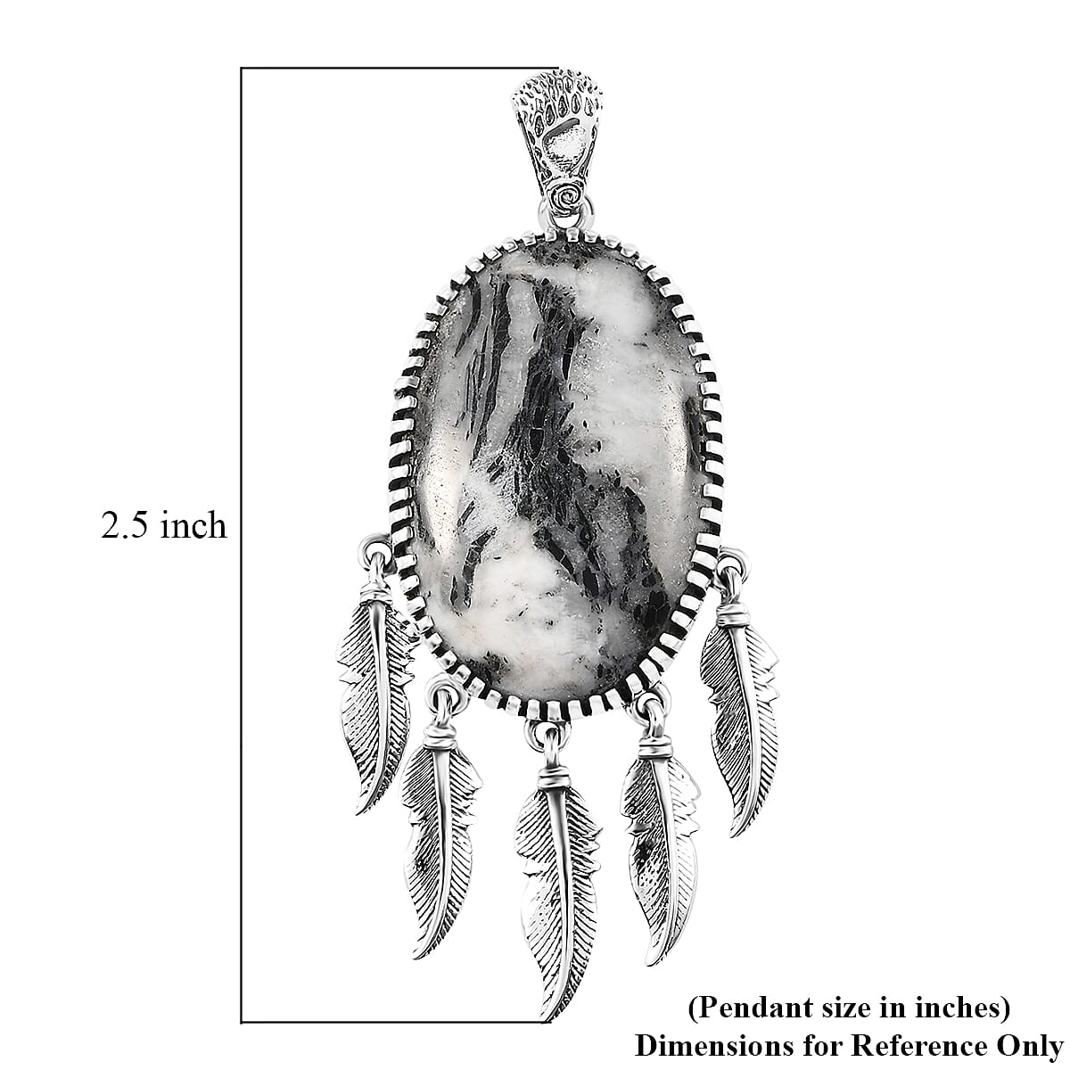 Artisan Crafted White Buffalo Feather Pendant in Sterling Silver 35.50 ctw