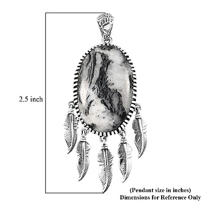 Artisan Crafted White Buffalo Feather Pendant in Sterling Silver 35.50 ctw
