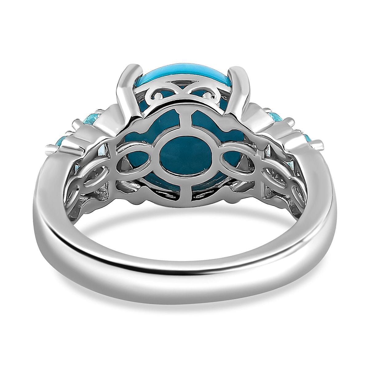 Sleeping Beauty Turquoise and Madagascar Paraiba Apatite Ring in Vermeil YG and Platinum Over Sterling Silver (Size 10.0) 5.30 ctw