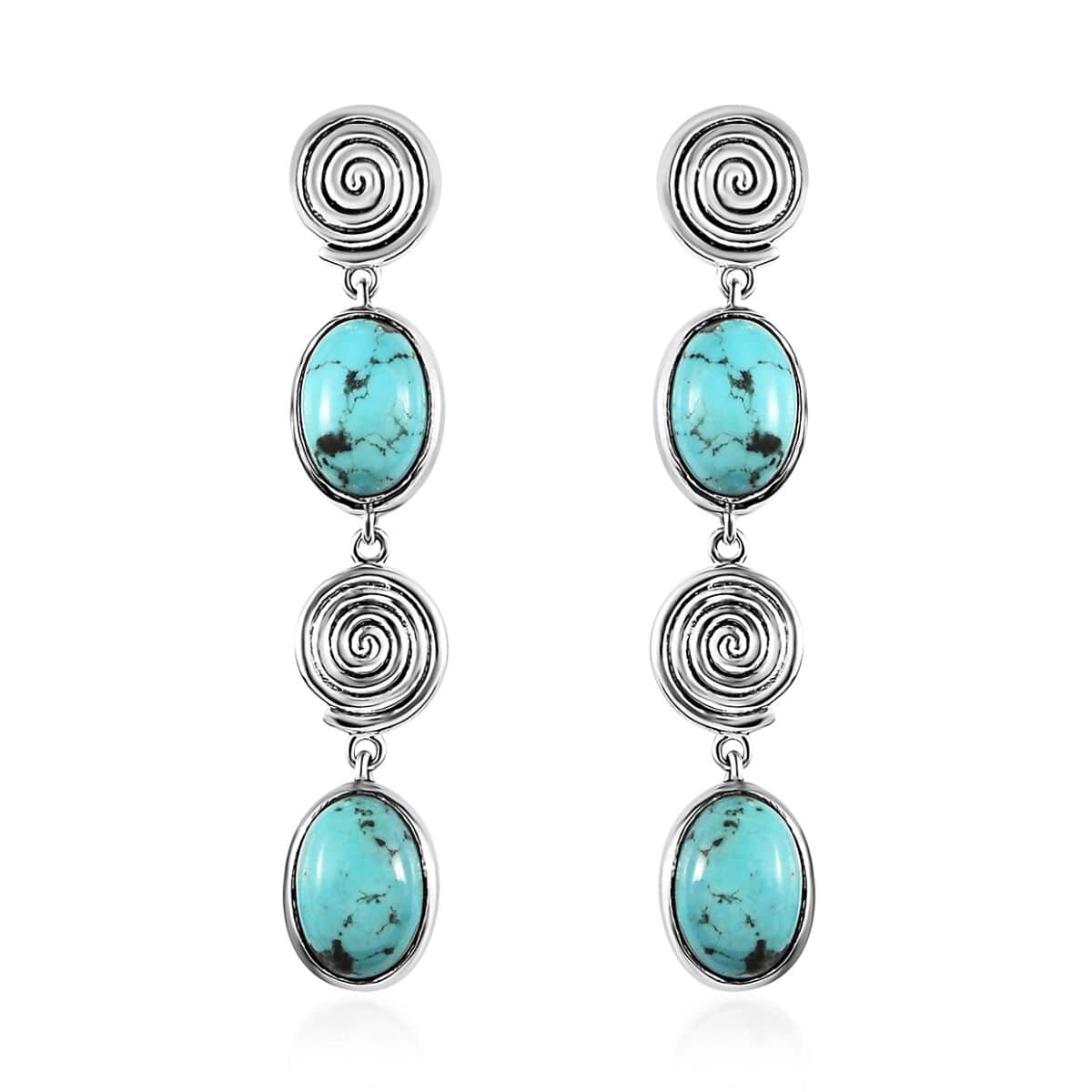 Artisan Crafted Sierra Nevada Turquoise Dangle Earrings in Sterling Silver 8.35 ctw image number 0