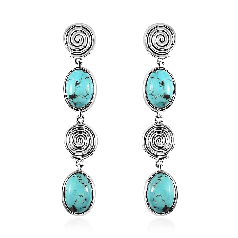 Artisan Crafted Sierra Nevada Turquoise Dangle Earrings in Sterling Silver 8.35 ctw