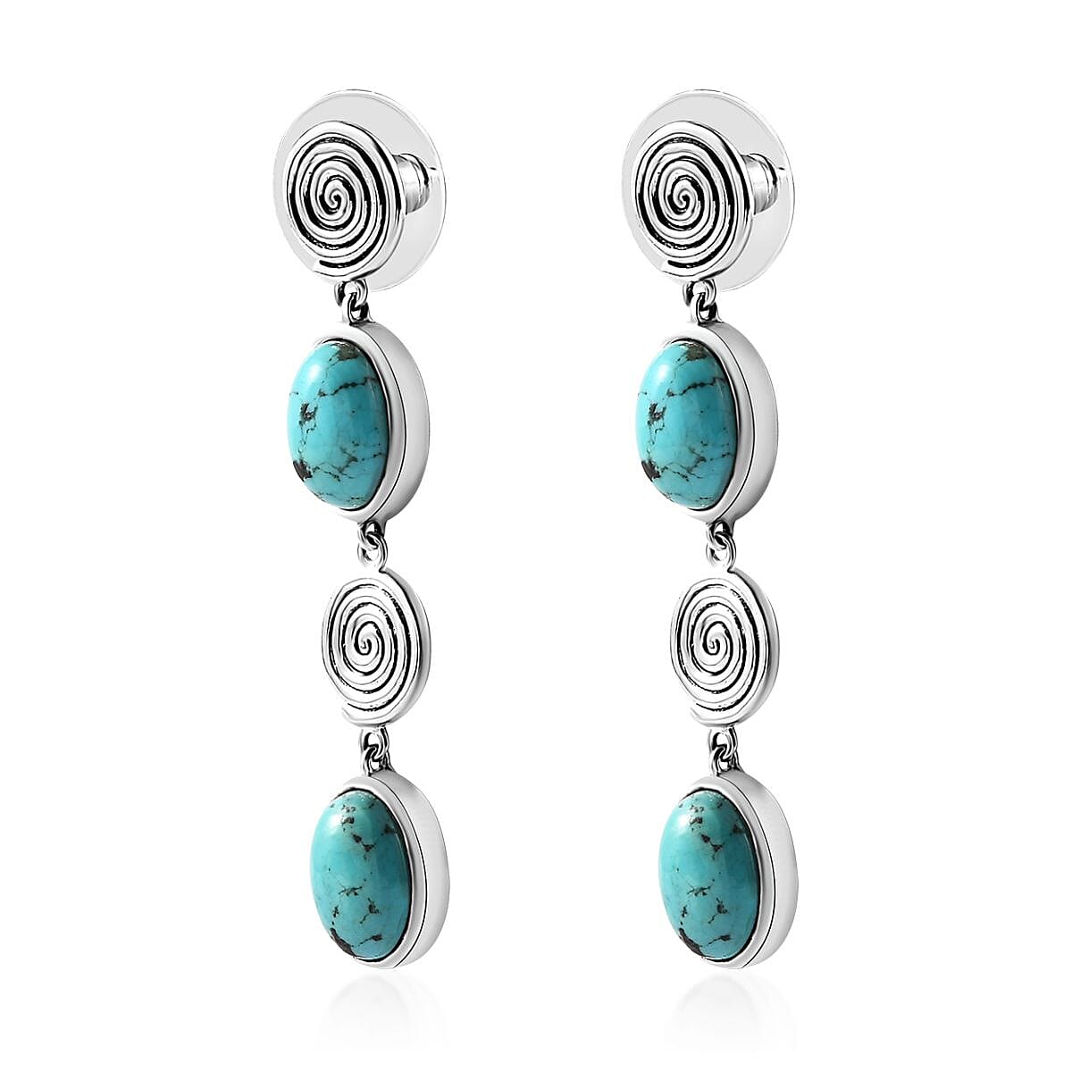 Artisan Crafted Sierra Nevada Turquoise Dangle Earrings in Sterling Silver 8.35 ctw