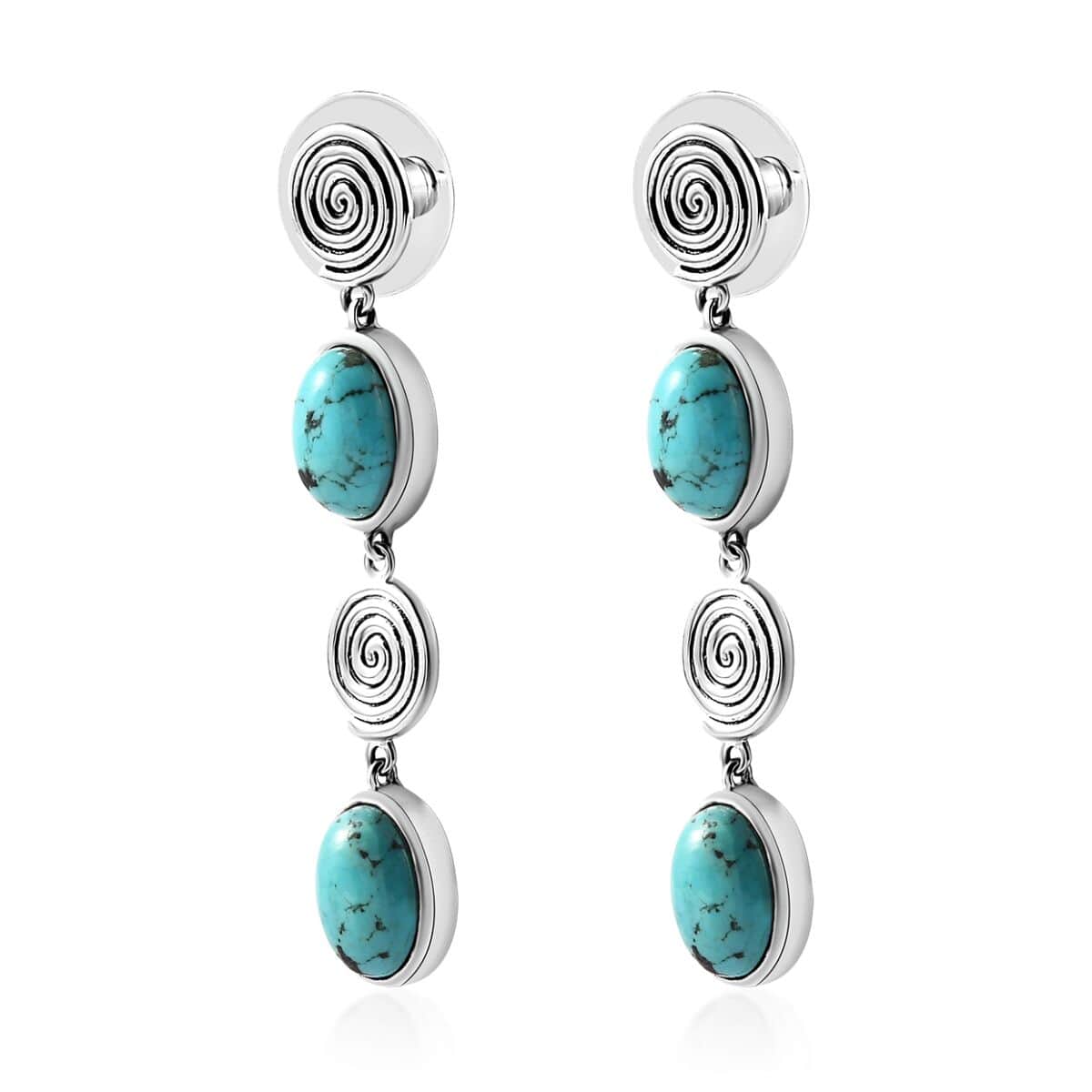 Artisan Crafted Sierra Nevada Turquoise Dangle Earrings in Sterling Silver 8.35 ctw image number 3