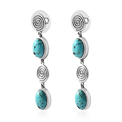 Artisan Crafted Sierra Nevada Turquoise Dangle Earrings in Sterling Silver 8.35 ctw