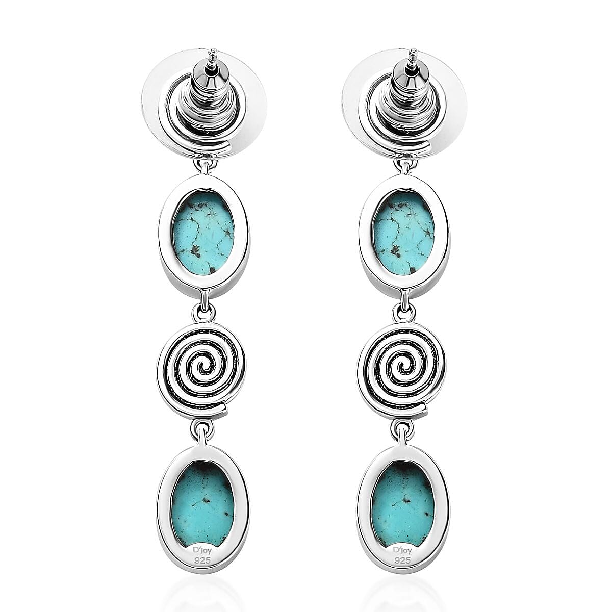 Artisan Crafted Sierra Nevada Turquoise Dangle Earrings in Sterling Silver 8.35 ctw
