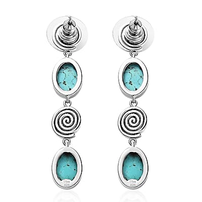 Artisan Crafted Sierra Nevada Turquoise Dangle Earrings in Sterling Silver 8.35 ctw