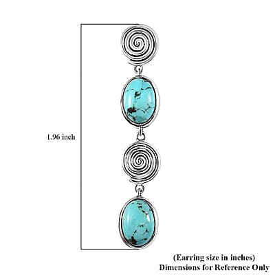 Artisan Crafted Sierra Nevada Turquoise Dangle Earrings in Sterling Silver 8.35 ctw