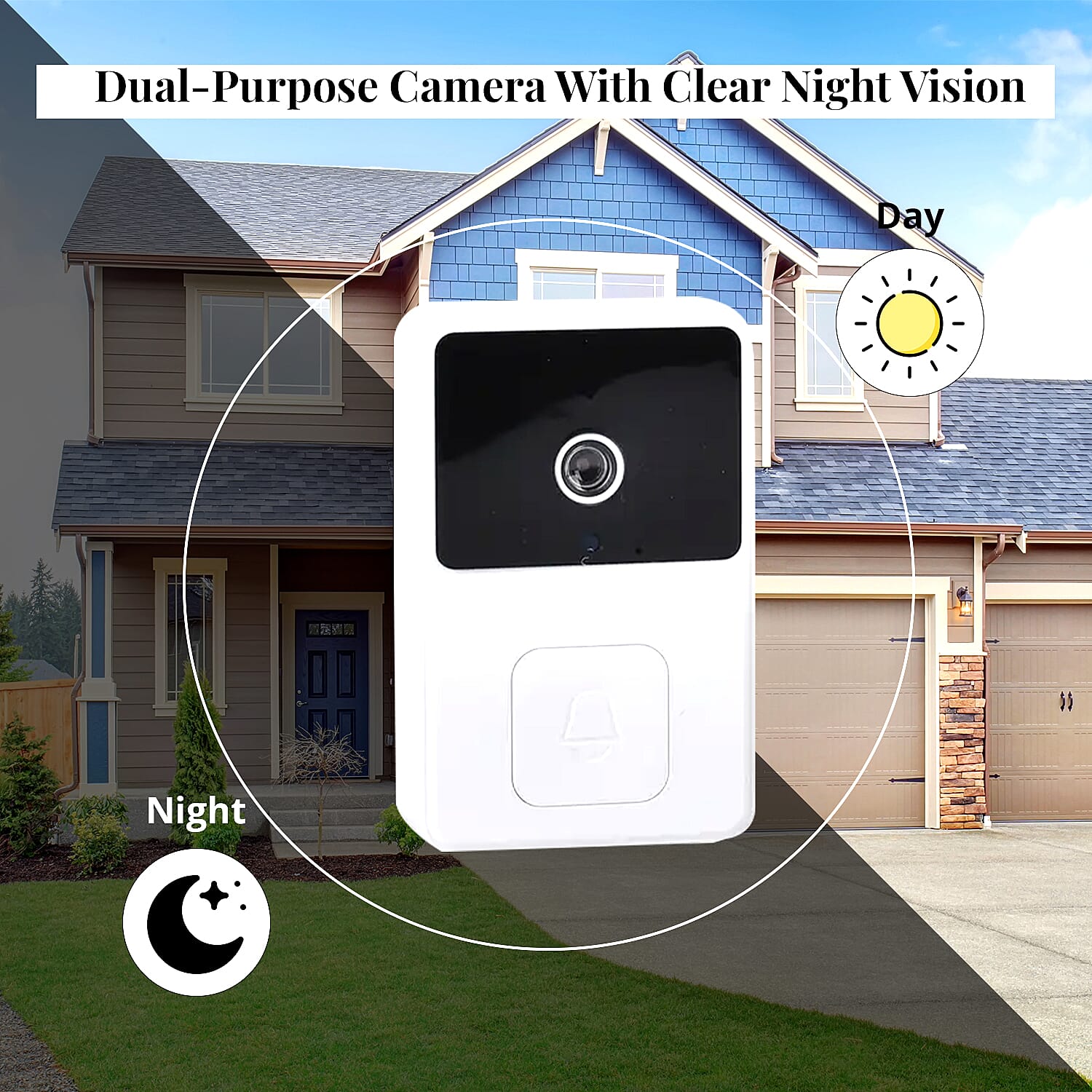 White and Black Wireless Rechargeable Smart Visual Doorbell