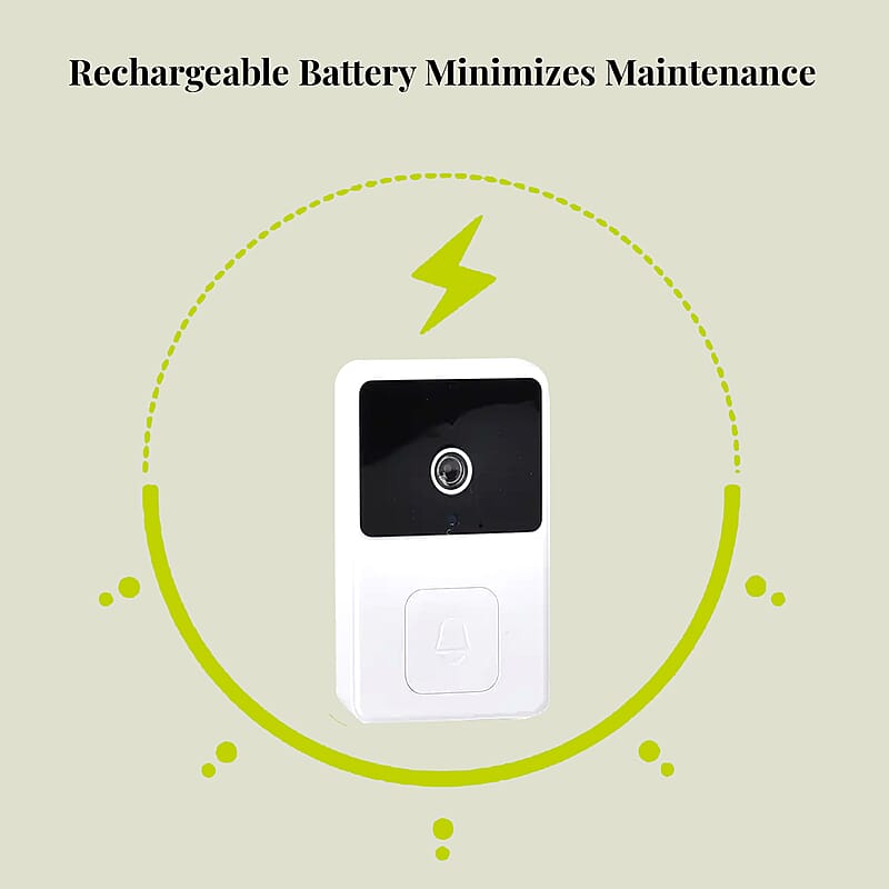 White and Black Wireless Rechargeable Smart Visual Doorbell