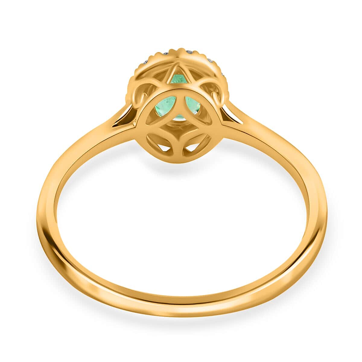 Iliana AAA Ethiopian Emerald and G-H SI Diamond 1.00 ctw Halo Ring in 18K Yellow Gold (Size 6.5) 3.40 Grams image number 4