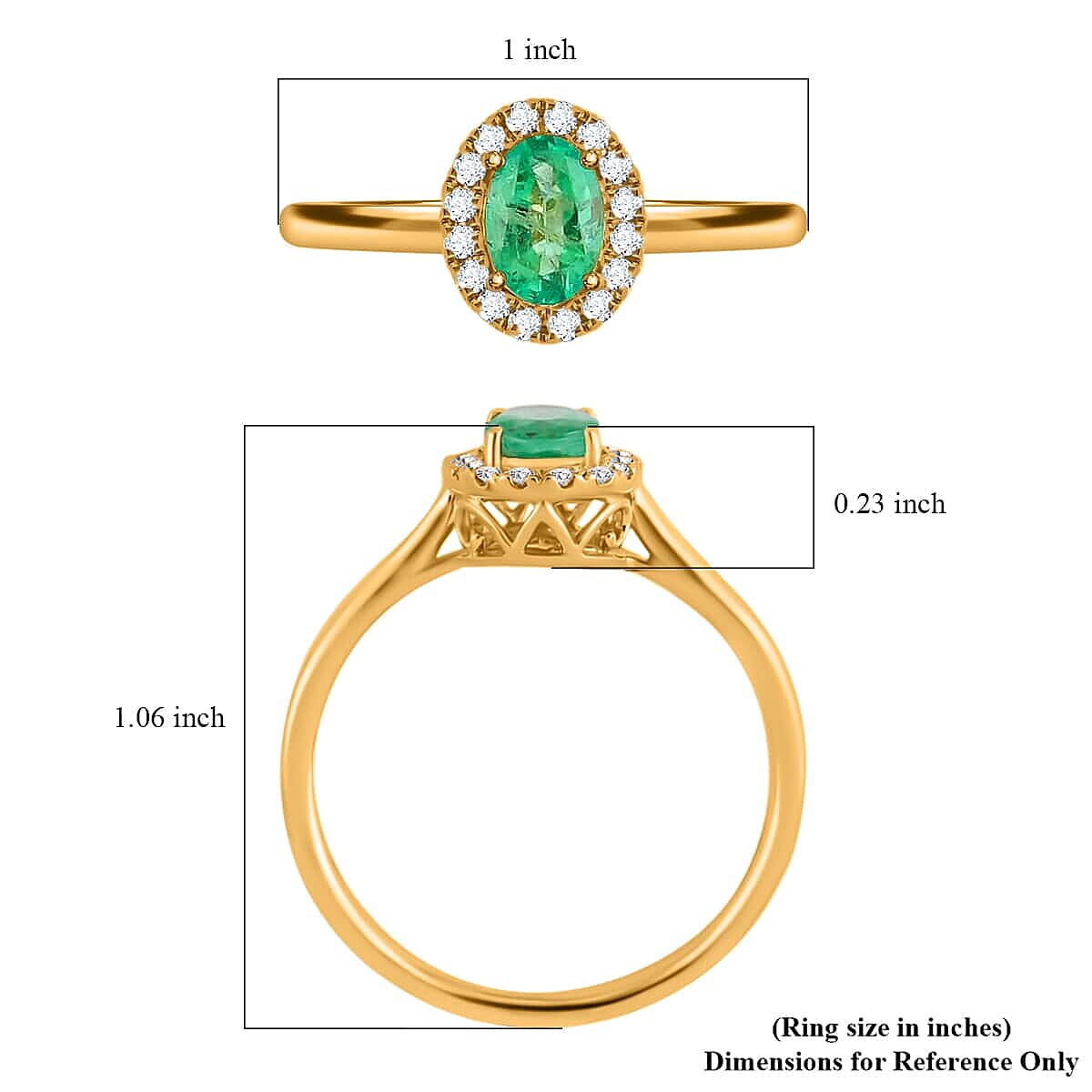 Iliana AAA Ethiopian Emerald and G-H SI Diamond 1.00 ctw Halo Ring in 18K Yellow Gold (Size 6.5) 3.40 Grams image number 5